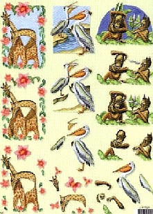 Sonderposten 3D - Schneidebogen, Wild Life  Affe, Pelikan, Giraf